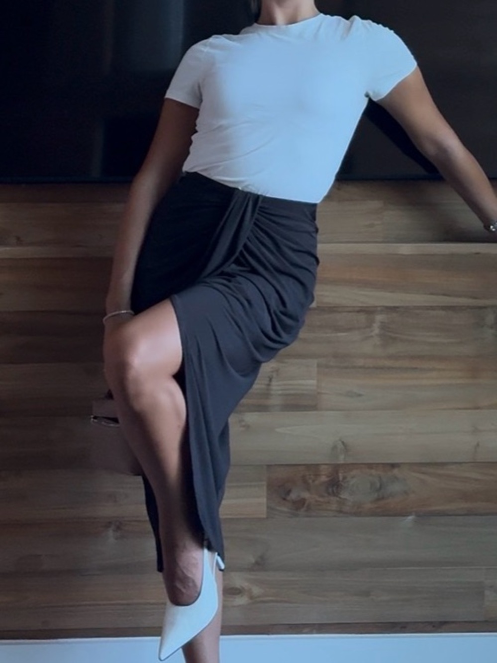 Women’s Brown Wrap Midi Skirt - Sleek Everyday Style